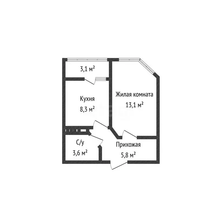 1-комнатная квартира: аул Новая Адыгея, Береговая улица, 3к17 (30.8 м) - Фото 1