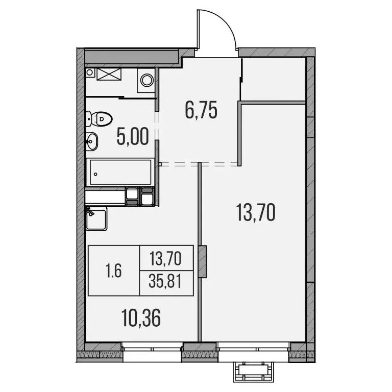 1-комнатная квартира: Казань, улица Ярышлар, 8 (35.81 м) - Фото 1
