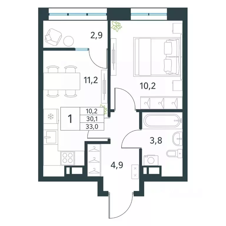 1-к кв. Забайкальский край, Чита Хороший мкр, 16 (33.0 м) - Фото 1