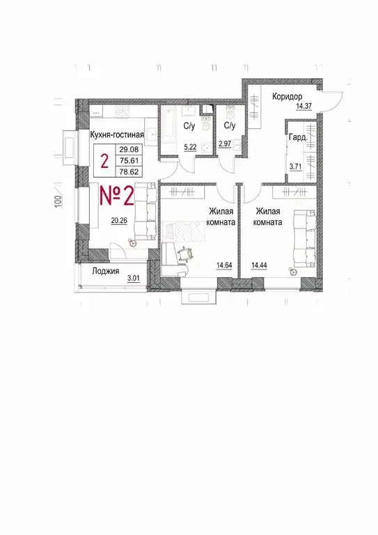2-комнатная квартира: Обнинск, Долгининская улица, 10 (79.6 м) - Фото 1