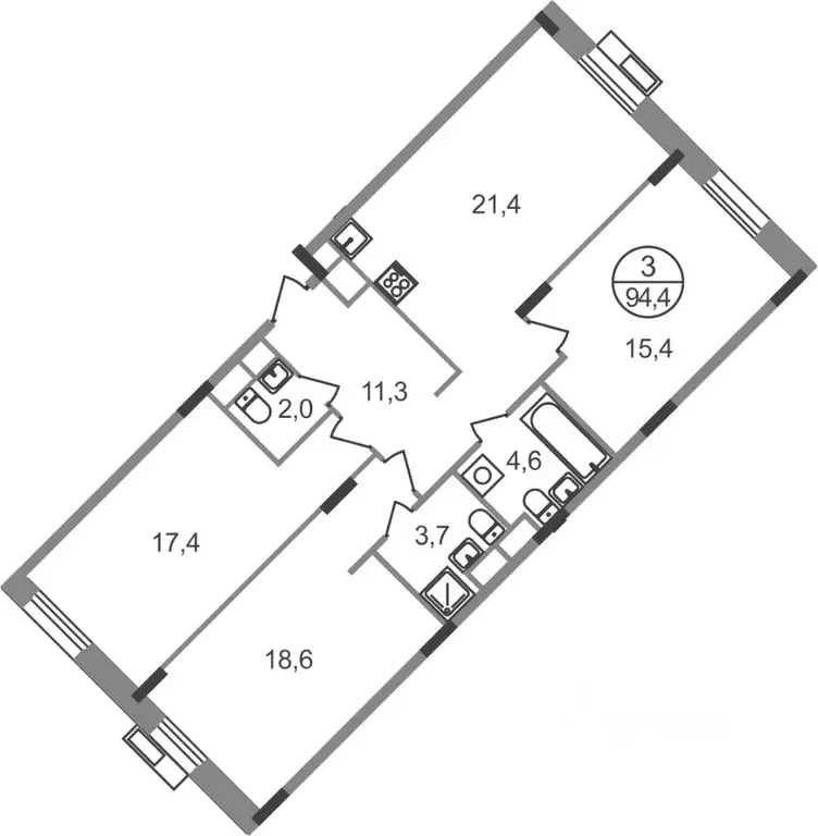 3-к кв. Московская область, Одинцовский городской округ, Заречье пгт ... - Фото 1