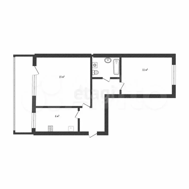 2-к. квартира, 43,1 м, 4/5 эт. - Фото 0