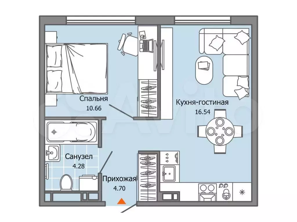 1-к. квартира, 36 м, 1/7 эт. - Фото 0