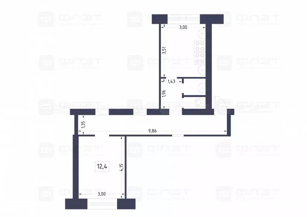 Комната Татарстан, Казань ул. Дементьева, 31 (12.4 м) - Фото 1