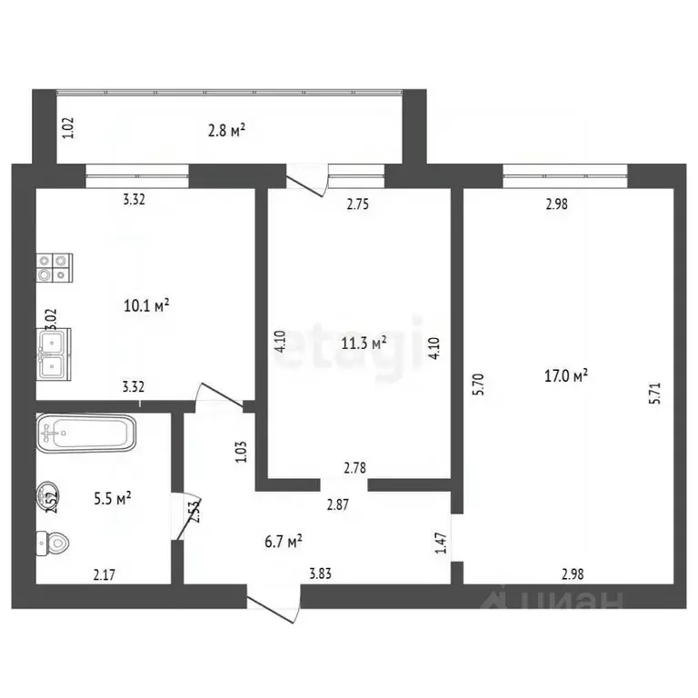 2-к кв. Башкортостан, Стерлитамак 23 Мая ул., 24А (50.6 м) - Фото 2