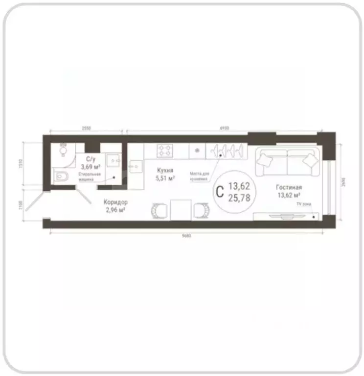 Студия Башкортостан, Уфа ул. Менделеева, 137/3 (25.8 м) - Фото 2