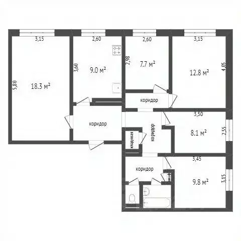 5-к кв. Белгородская область, Белгород ул. Губкина, 22 (88.0 м) - Фото 2