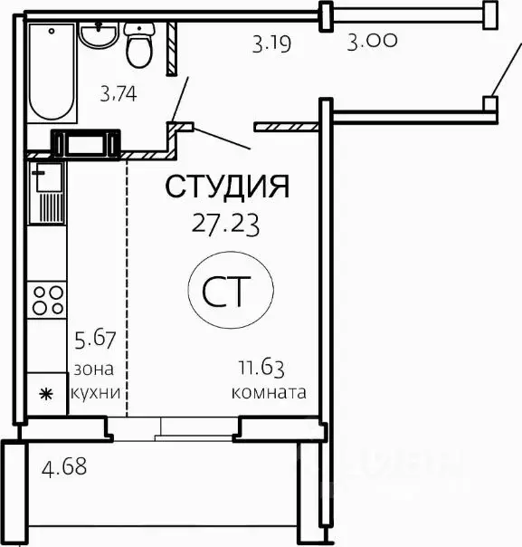 Студия Челябинская область, Челябинск ул. Маршала Чуйкова, 26 (27.23 ... - Фото 0