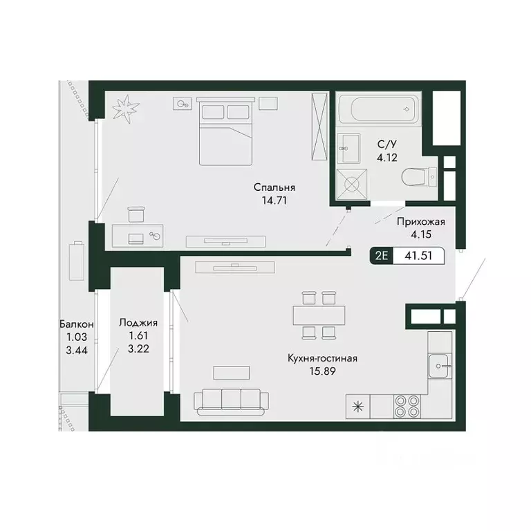 2-к кв. Крым, Алушта  (41.51 м) - Фото 1