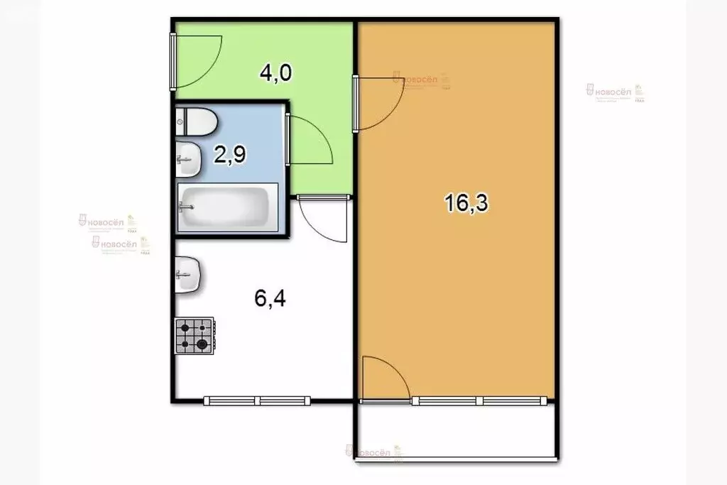 1-комнатная квартира: Берёзовский, улица Красных Героев, 7 (31 м) - Фото 0