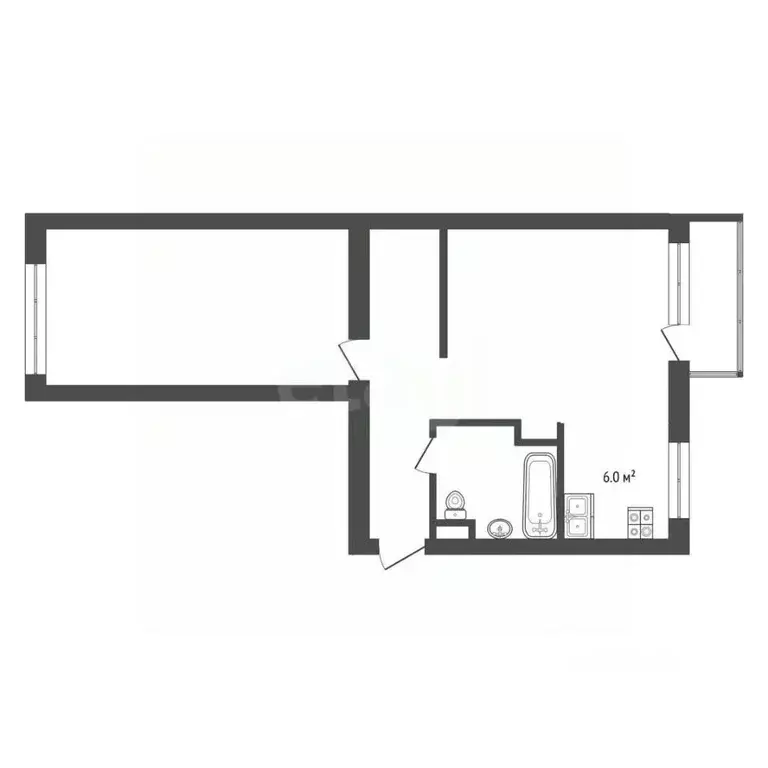 2-к кв. Тюменская область, Тюмень ул. Малыгина, 71 (45.9 м) - Фото 2