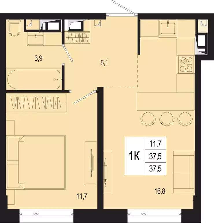 1-комнатная квартира: Московская область, городской округ Подольск, ... - Фото 1