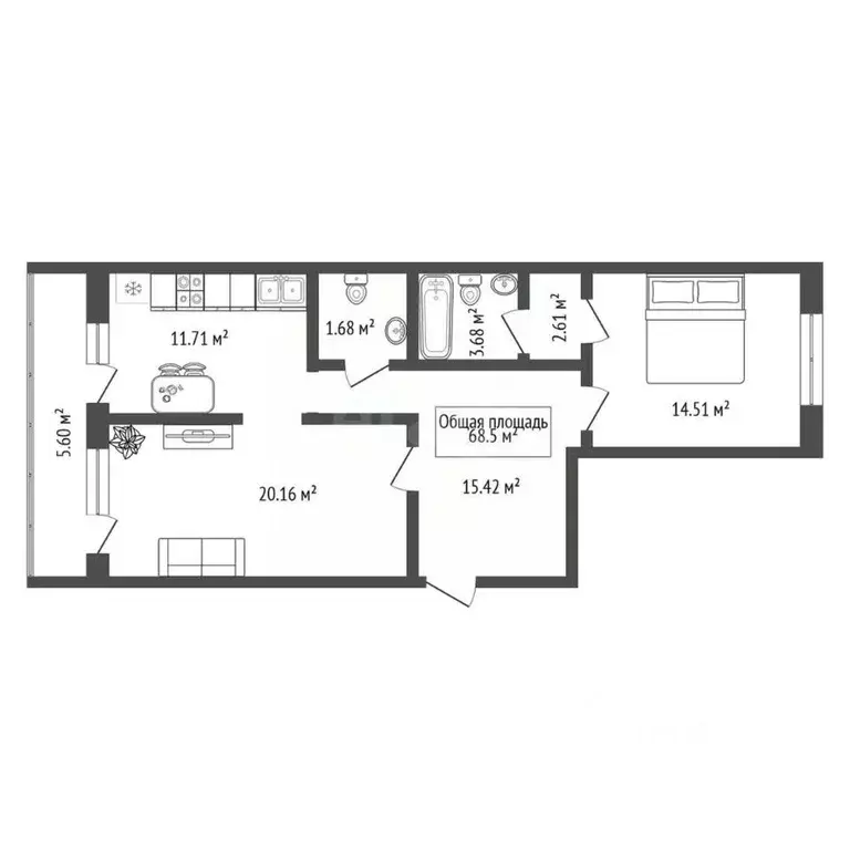 2-к кв. Новосибирская область, Новосибирск Тульская ул., 80 (68.5 м) - Фото 2