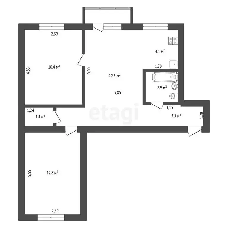 3-комнатная квартира: Благовещенск, улица Ленина, 184 (57.6 м) - Фото 0