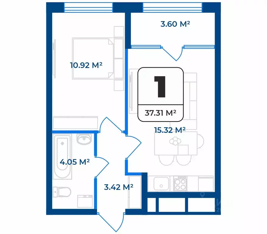 1-к кв. Рязанская область, Рязань Телецентр жилрайон,  (37.31 м) - Фото 1