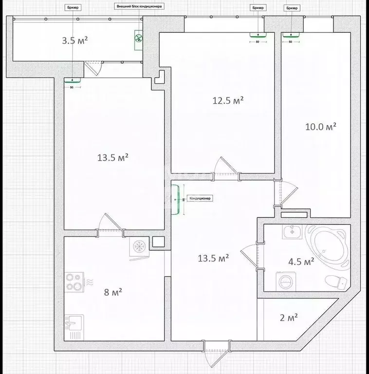 2-к кв. Челябинская область, Челябинск ул. Чайковского, 58 (68.0 м) - Фото 1