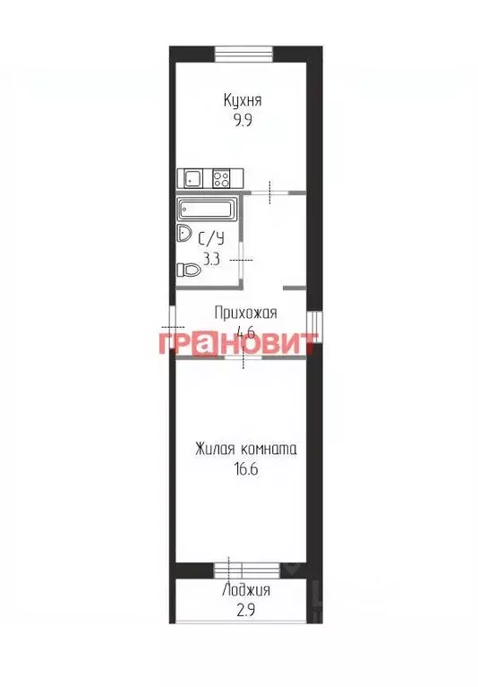1-к кв. Новосибирская область, Новосибирск Рубежная ул., 16 (38.0 м) - Фото 1