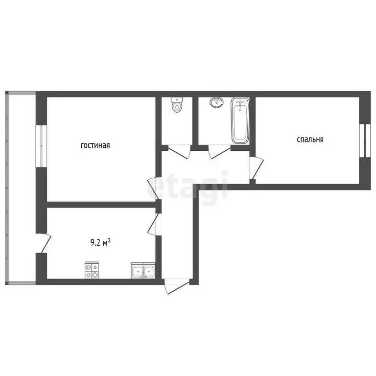 2-комнатная квартира: Альметьевск, микрорайон Алсу, улица Рината ... - Фото 1