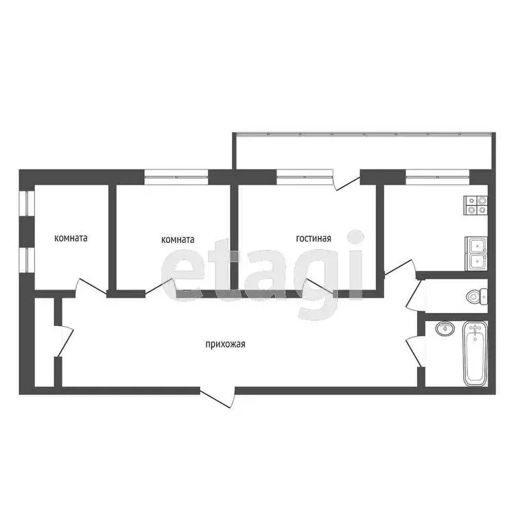 3-комнатная квартира: Ухта, улица Куратова, 11 (70 м) - Фото 1