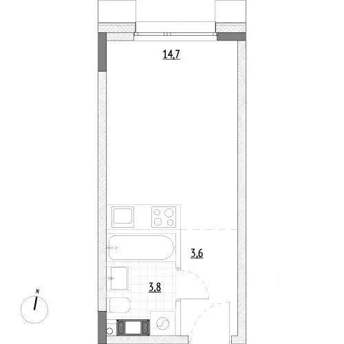 Студия Москва, Москва, Зеленоград 14-й мкр,  (22.1 м) - Фото 0