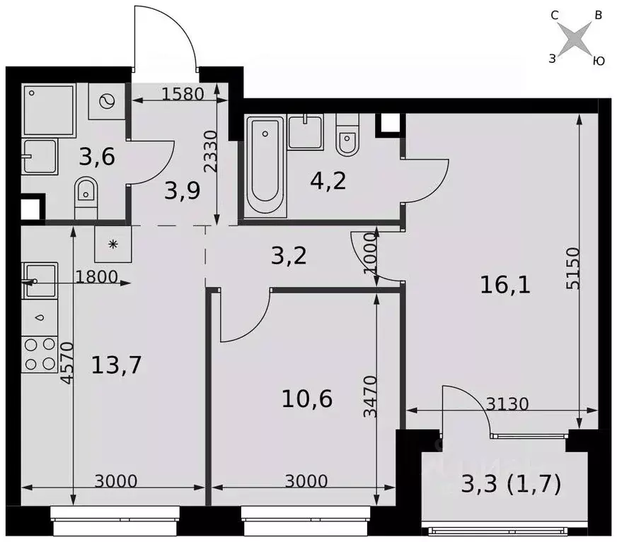 2-к кв. Москва Новоостаповская ул., 6АС1 (57.0 м) - Фото 1