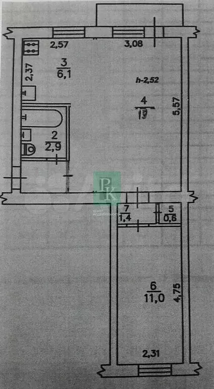 2-к. квартира, 44 м, 4/5 эт. - Фото 0
