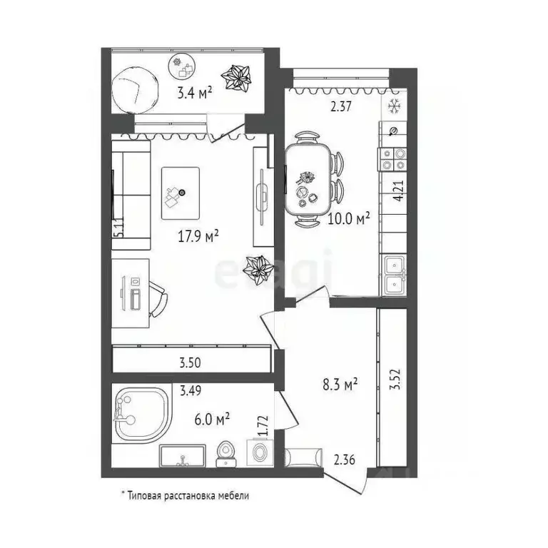 1-к кв. Тюменская область, Тюмень ул. Газовиков, 53к1 (42.2 м) - Фото 0