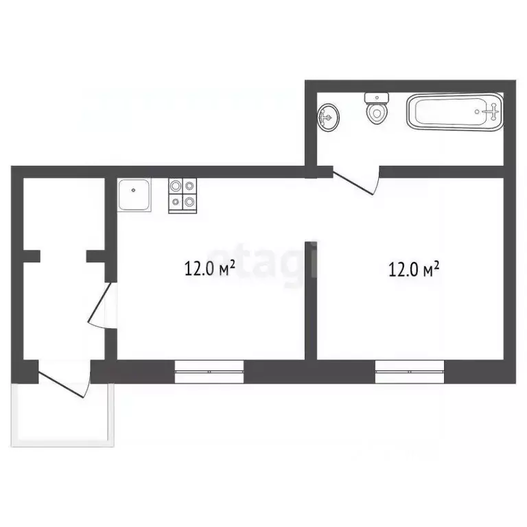 1-к кв. Вологодская область, пос. Кувшиново ул. Дачная, 10 (27.8 м) - Фото 2