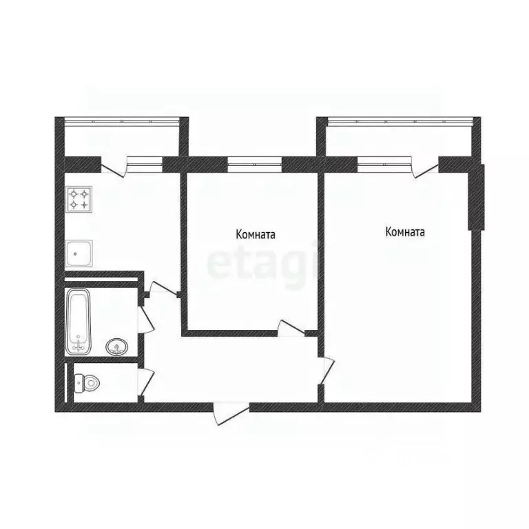 2-к кв. Белгородская область, Белгород ул. Буденного, 12 (50.7 м) - Фото 1