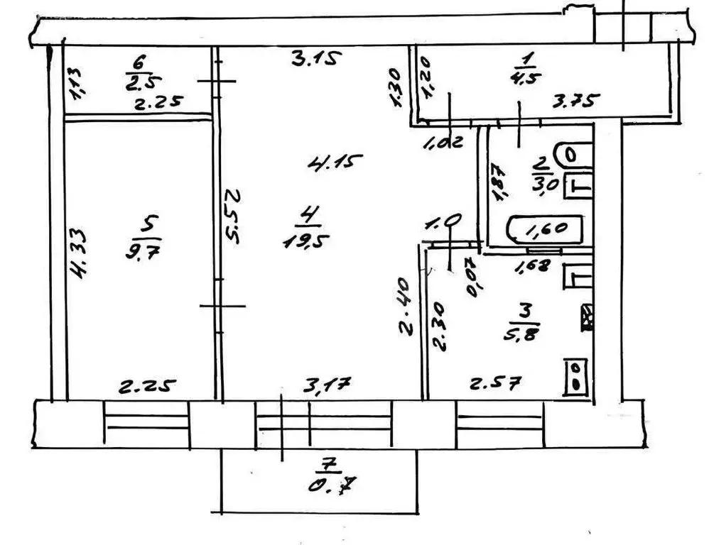 2-комнатная квартира: Казань, Гвардейская улица, 42 (45 м) - Фото 1