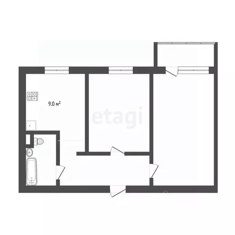 2-к кв. Тюменская область, Тюмень Широтная ул., 110 (50.7 м) - Фото 2