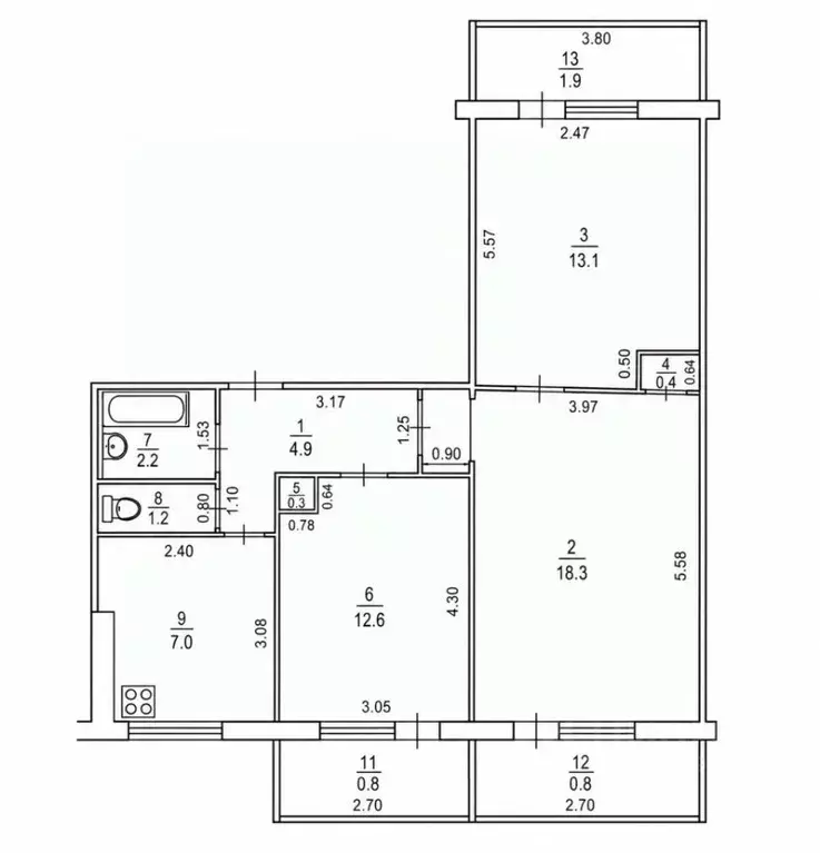 3-к кв. Башкортостан, Уфа Коммунистическая ул., 22 (60.4 м) - Фото 2