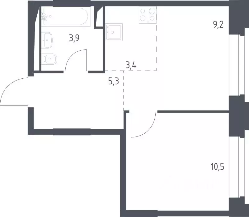 1-к кв. Москва Верейская 41 жилой комплекс, 3.2 (32.3 м) - Фото 0