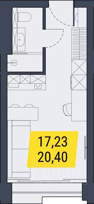 1-к кв. Новосибирская область, Новосибирск  (20.4 м) - Фото 1