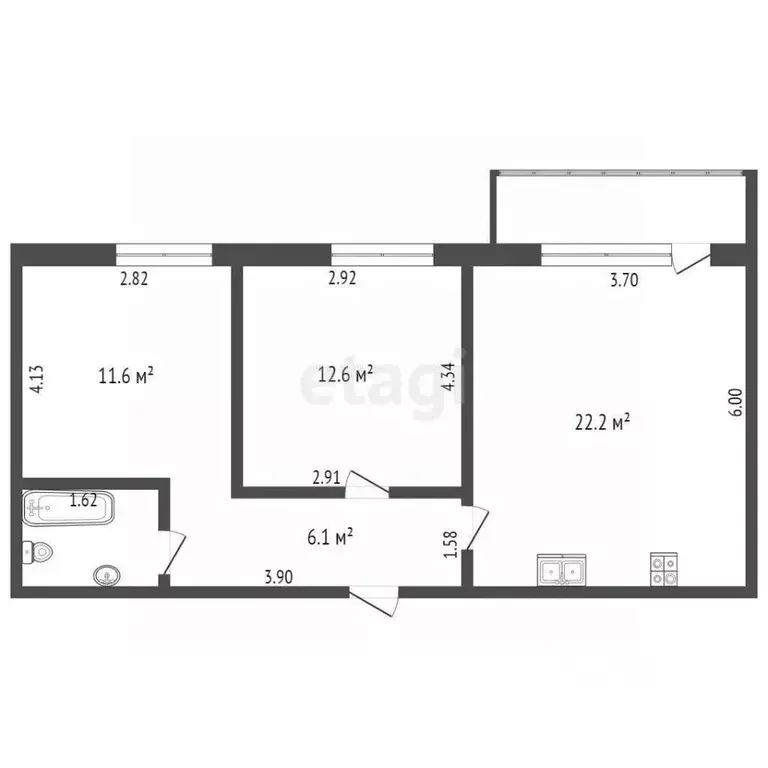 3-к кв. Вологодская область, Вологда ул. Чернышевского, 108Ак2 (56.2 ... - Фото 2