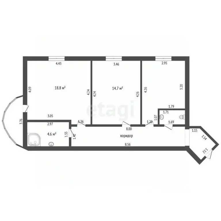2-к кв. Мордовия, Саранск ул. Победы, 24А (64.0 м) - Фото 0