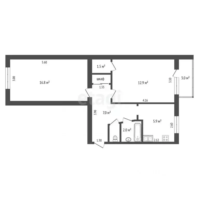 2-к кв. Крым, Евпатория ул. Конституции, 11/35 (47.6 м) - Фото 1