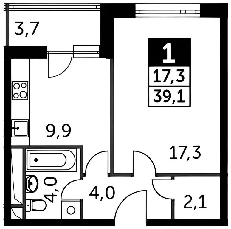 1-к кв. Калужская область, Обнинск просп. Ленина, 219 (37.2 м) - Фото 2
