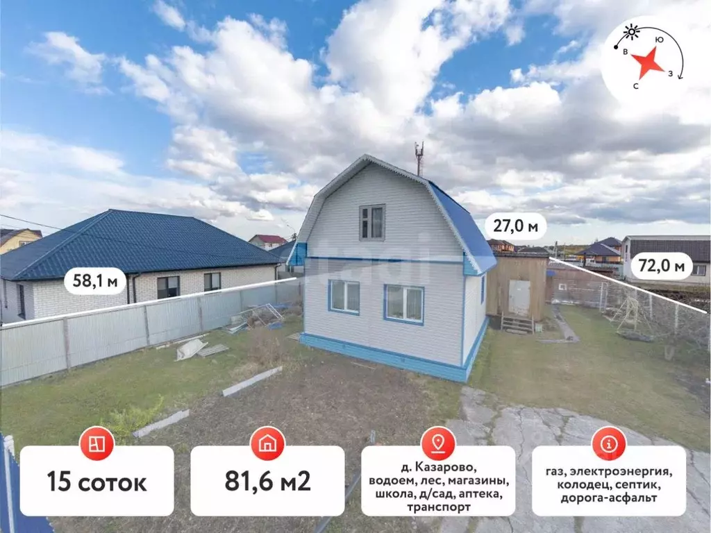 Дом в Тюменская область, Тюмень ул. Александра Сазонова (82 м) - Фото 1