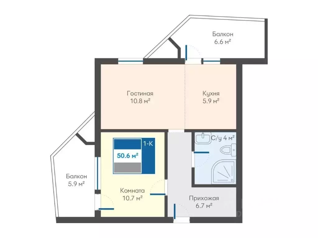 2-к кв. Крым, Ялта муниципальный округ, Гурзуф пгт ул. 60 лет СССР, 20 ... - Фото 2