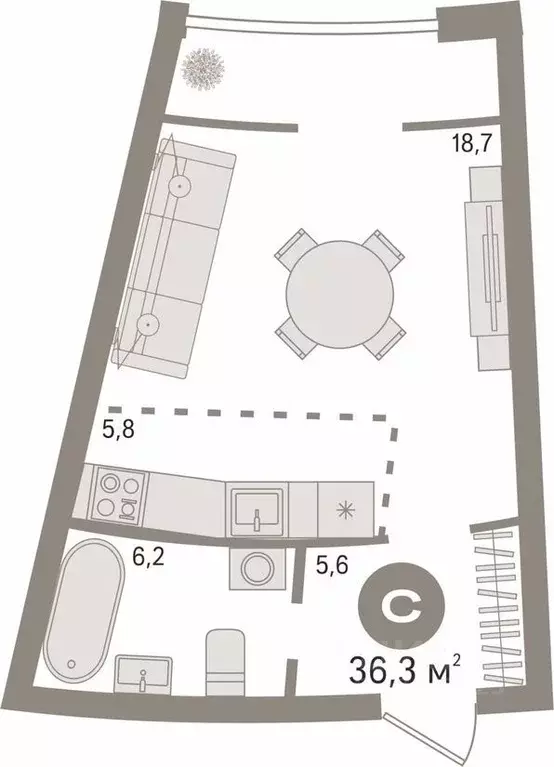 Студия Свердловская область, Екатеринбург ул. Машинная, 1В (36.3 м) - Фото 1
