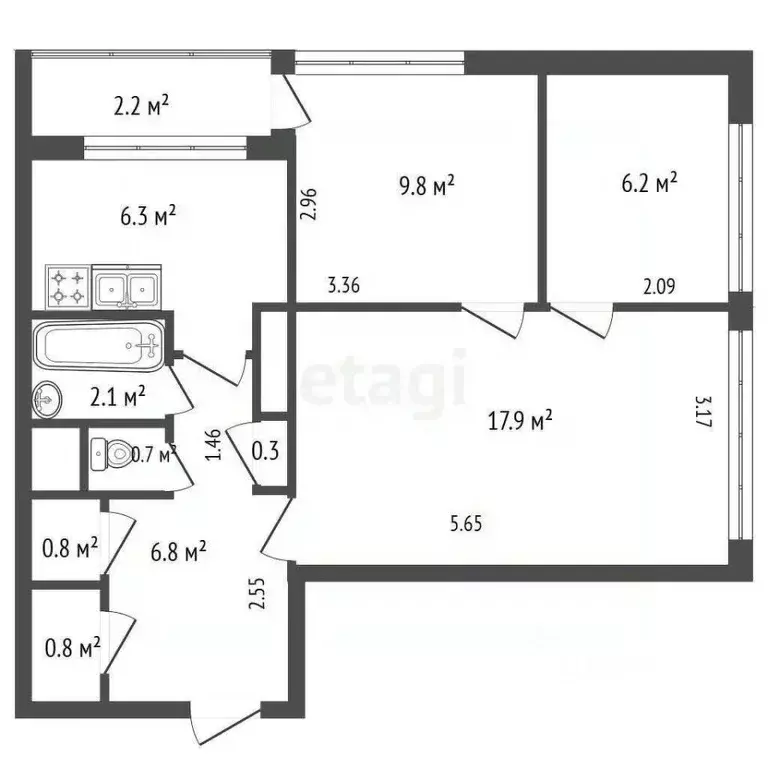 Комната Санкт-Петербург ул. Генерала Симоняка, 3 (24.0 м) - Фото 2