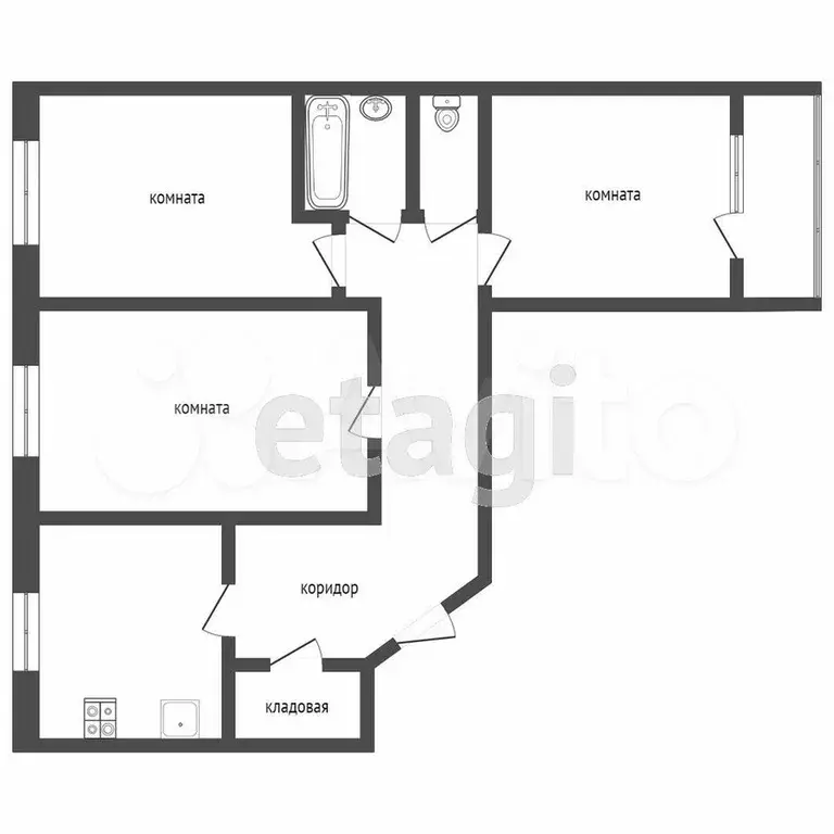 3-к. квартира, 65,9 м, 9/10 эт. - Фото 0