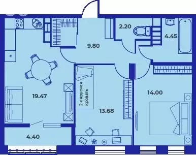 2-комнатная квартира: Брянск, Советская улица (68 м) - Фото 0