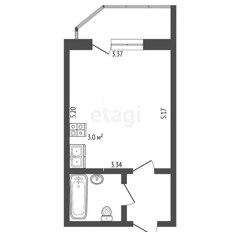 Квартира-студия: Вологда, Окружное шоссе, 24А (23.9 м) - Фото 0