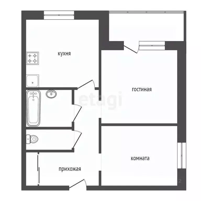 2-к кв. Красноярский край, Красноярск 9 Мая ул., 33 (40.2 м) - Фото 1