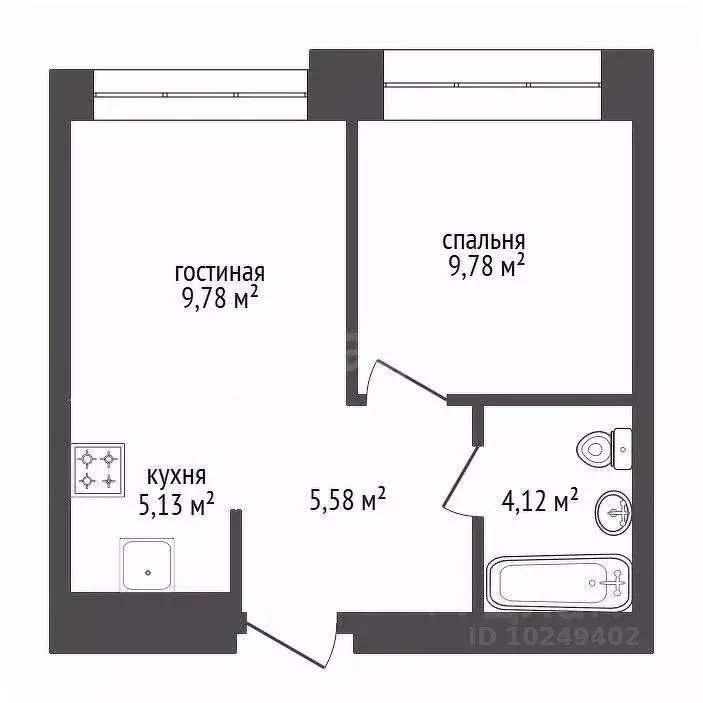 2-к кв. Башкортостан, Уфа ул. Художника Позднова, 13 (34.4 м) - Фото 2