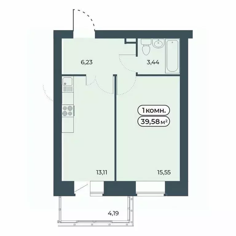 1-к кв. Красноярский край, Красноярск ул. Светлова, 25/1 (39.58 м) - Фото 1