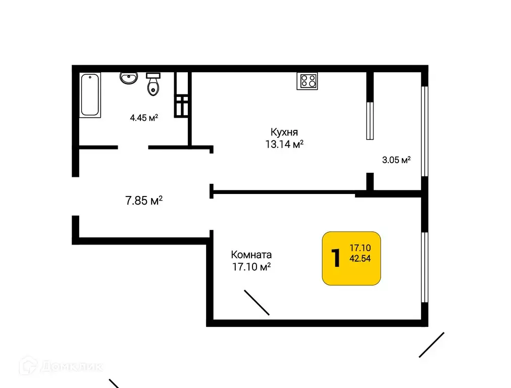 Продаётся 1-к квартира, 44.03 м - Фото 0