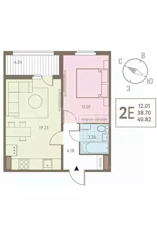 1-к кв. Курская область, Курск ул. Энгельса, 115/3 (40.82 м) - Фото 2